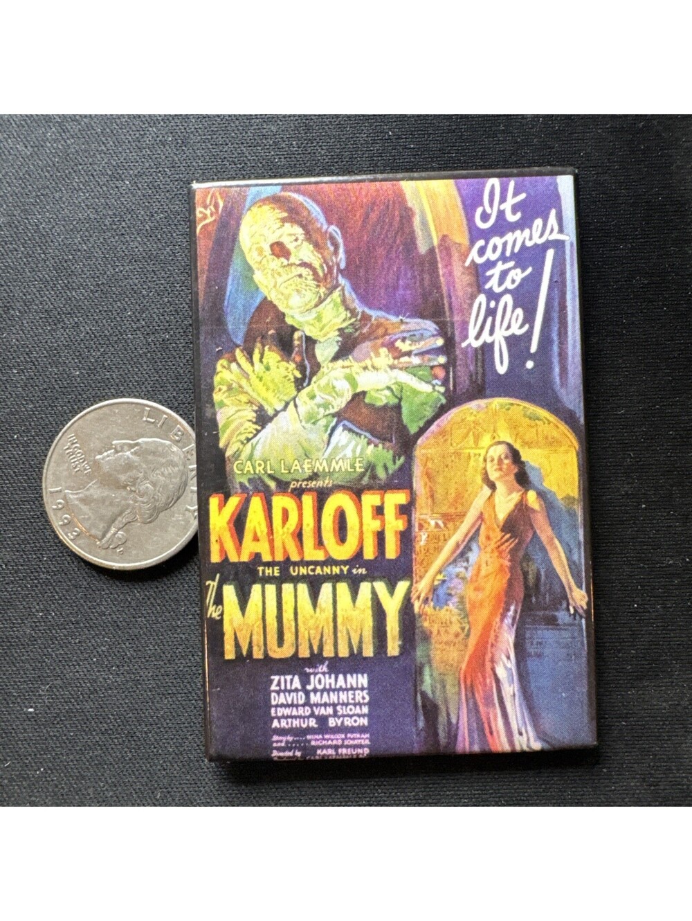Vintage The Uncanny Mummy Boris Karloff Refrigerator Magnet 2 x 3